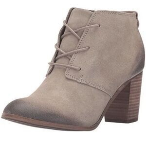 TOM’s  lunata desert taupe burnished suede Lace Up Booties SIZE 9 EUC